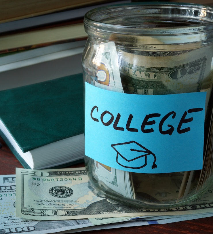 Jar With Label College And Money.